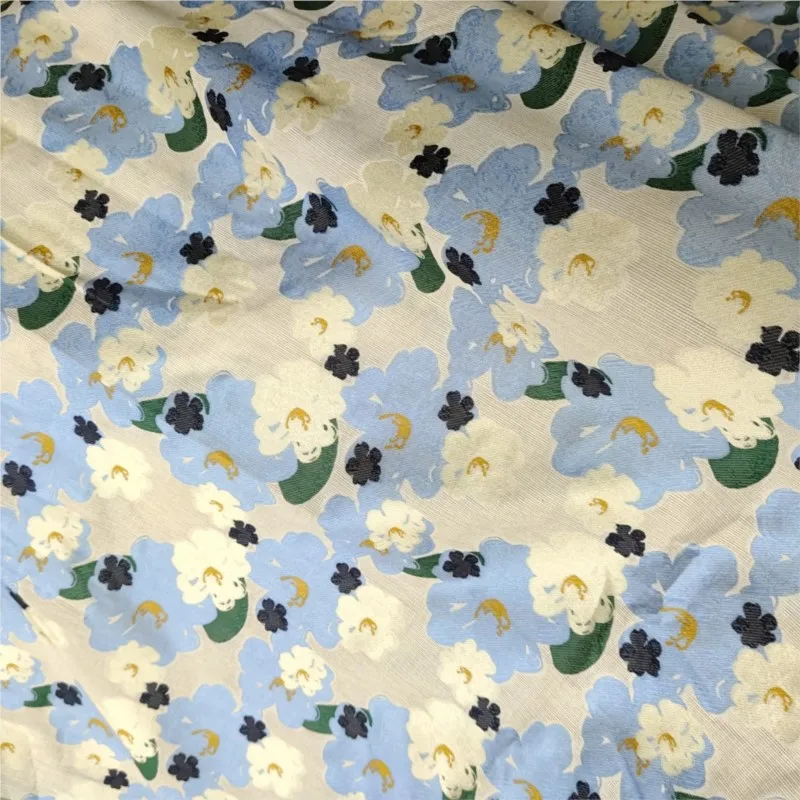 and delicate hollowed-out contrasting color flower jacquard fabric cut dress fashion woven