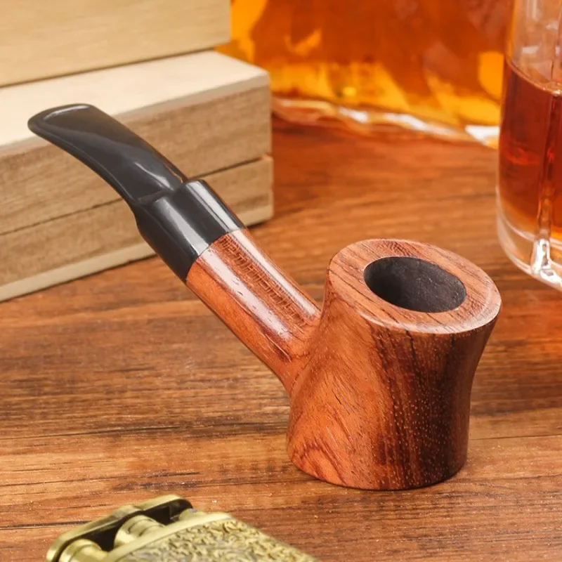 Mini Pear Wood 9mm Filter Flue Tobacco Pipe Retro Gentleman Bent Type Handle Handmade Smoking Pipe with Accessory Old Dad's Gift