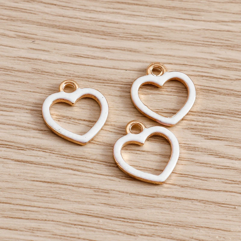 Tusember 20 Stück 11*13mm Süße Emaille-Hohle-Herzanhänger für Ohrringe, Armbänder, Schmuckherstellung, DIY Handgemachtes Zubehör – Detail 7