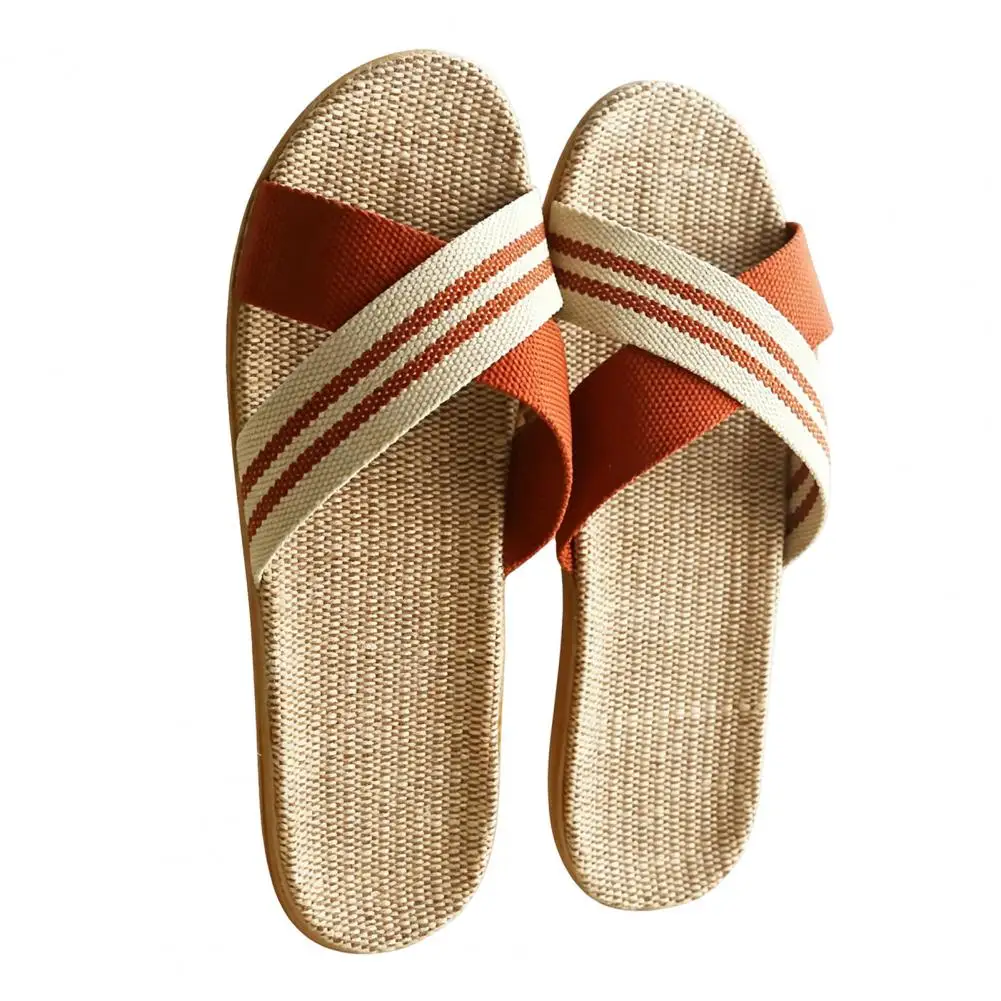 

Unisex Breathable Linen Slippers Daily Walking Lightweight Anti-Slip Summer House Shoes for Living Room Bedroom
