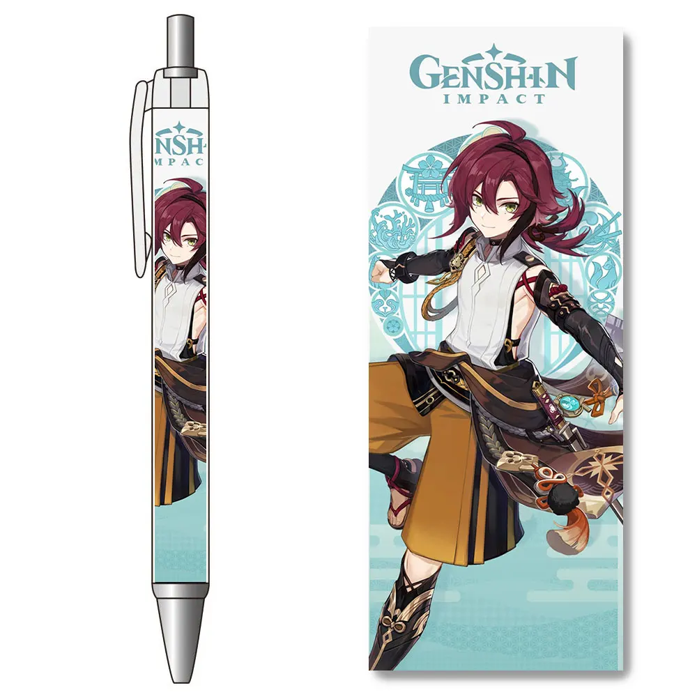 1PCS Genshin Impact Shikanoin Heizou Gel Pen Stationery HD Anime Pattern Black Refills Caneta Premium School Supplies for Exam