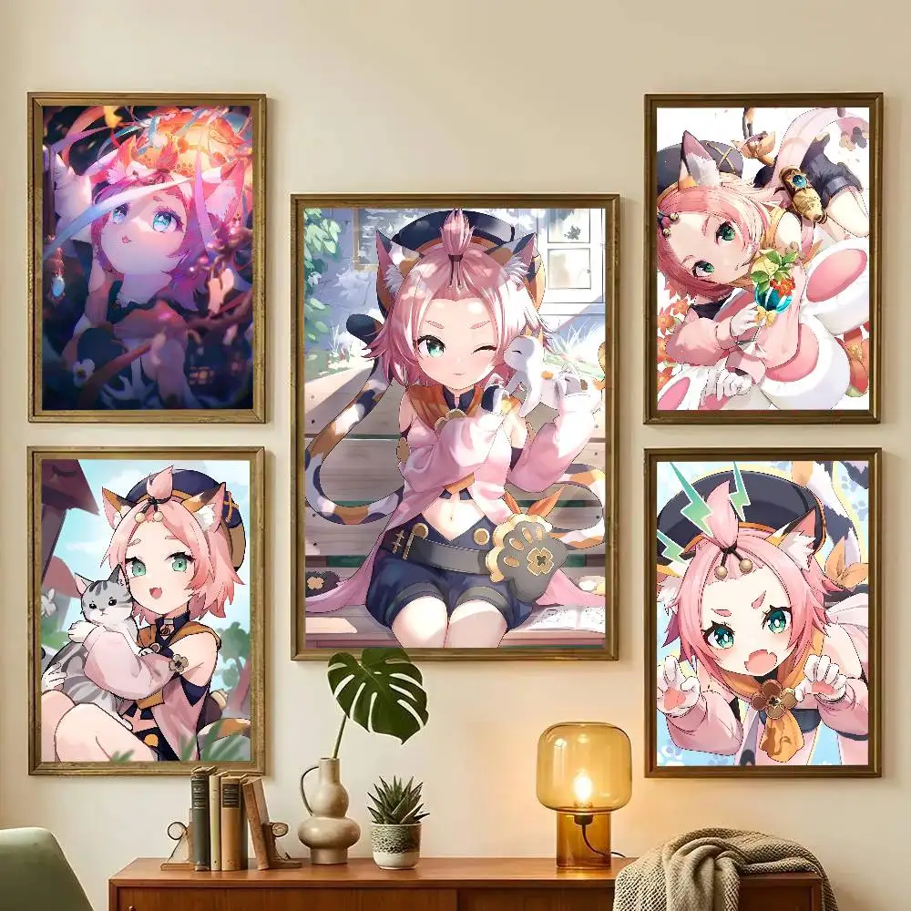 1pc Anime Genshin Impact Diona Poster Sticker Print Waterproof Wall Art For Living Room Bedroom Home Decor