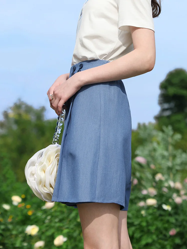 I BELIEVE YOU Pleated Wide Leg Shorts Skirts Women 2024 Summer New Korean Elastic High Waist Casual Fashion Shorts 2242045565
