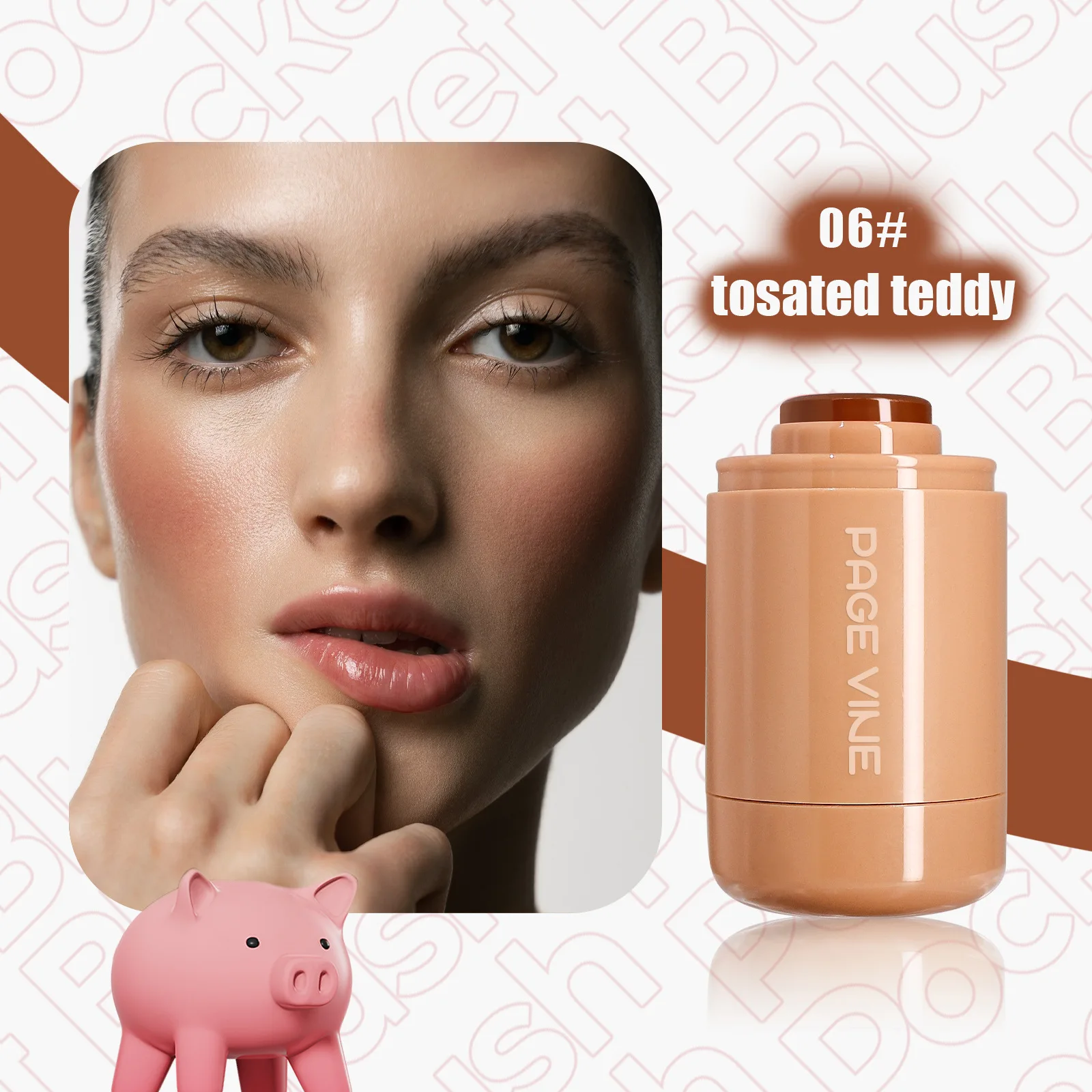 หน้า VINE Matte Blush Lips แก้ม 2-In-1 Highlighter Stick Long Lasting Brightens Hydrating ธรรมชาติผิวครีม Blusher แต่งหน้า