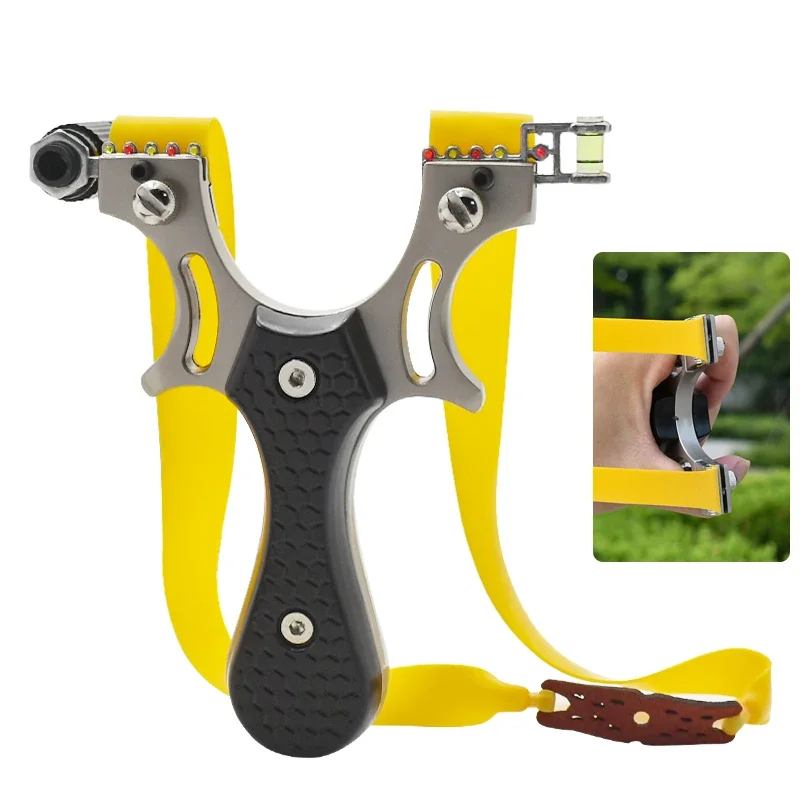 

Zinc Alloy Portable Metal Hunting Slingshot Rubber Anti-slip Patch Professional Outdoor Shooting Sling Sports Entertainment Toys