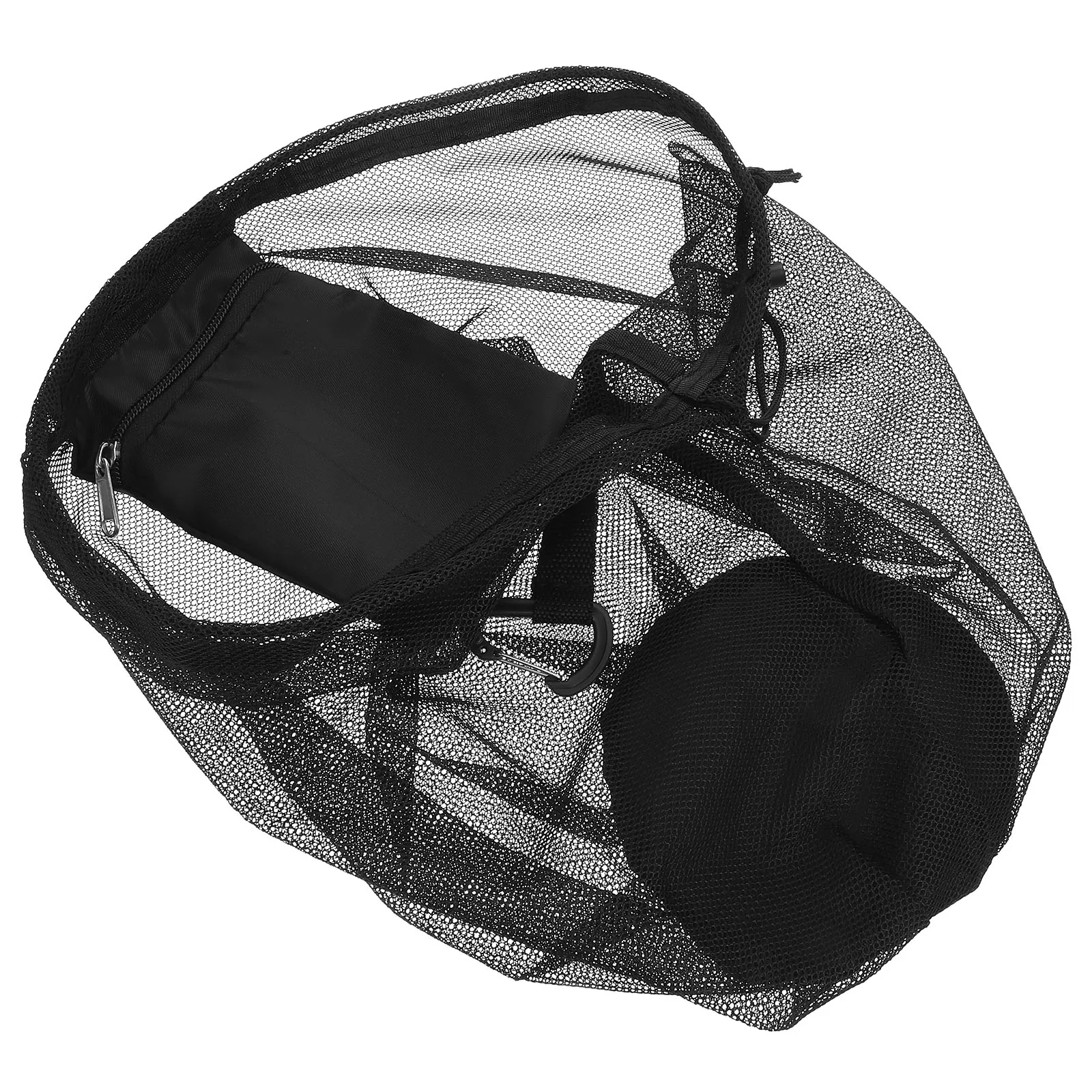 ジッパー付きポケットボールバッグ大容量メッシュ収納シングルバスケットボールサッカーバレーボールフットボールキャリングバッグ