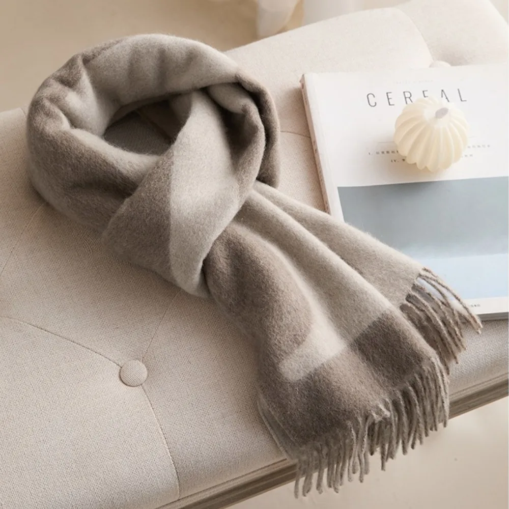 

Зима 2025 года, новый продукт, жаккардовое шерстяное одеяло с геометрическим узором, шарф, теплая шерстяная шаль, шарф с кисточками