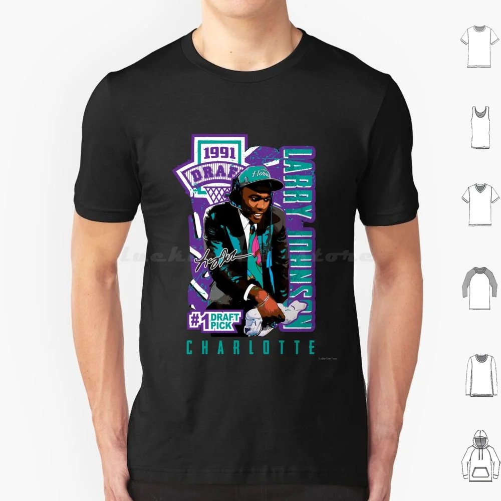 Larry Johnson Draft Pick Vintage Style T Shirt Cotton Men Women DIY Print 90s Baseball Basketball Carolina Charlotte
