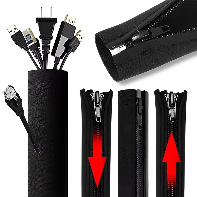 3/1PCS Cable Organizer Zipper Wire Cable Management Organizer Sleeve for TV Computer power line Protective Hidden Storage Covers