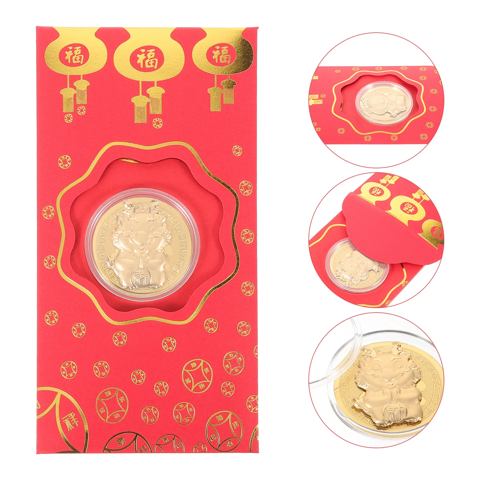 

10Pcs Red Envelopes Chinese New Year Paper Red Packet Dragon Coin Design Spring Festival Money Bag 2024 Luck Money Pouch