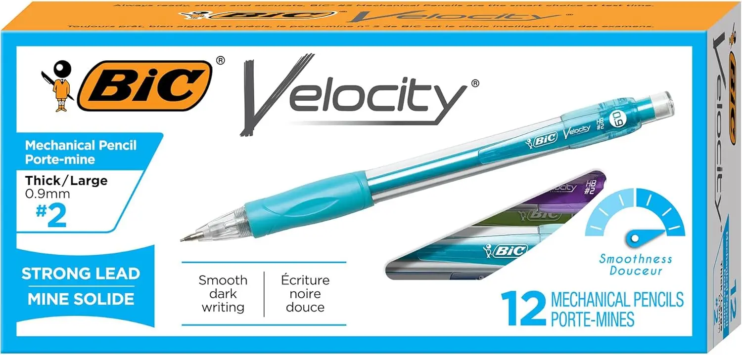 

Strong Lead Mechanical Pencils with Colorful Barrel, Thick 0.9mm Point, 12-Pack Includes Erasers for Smooth Writing