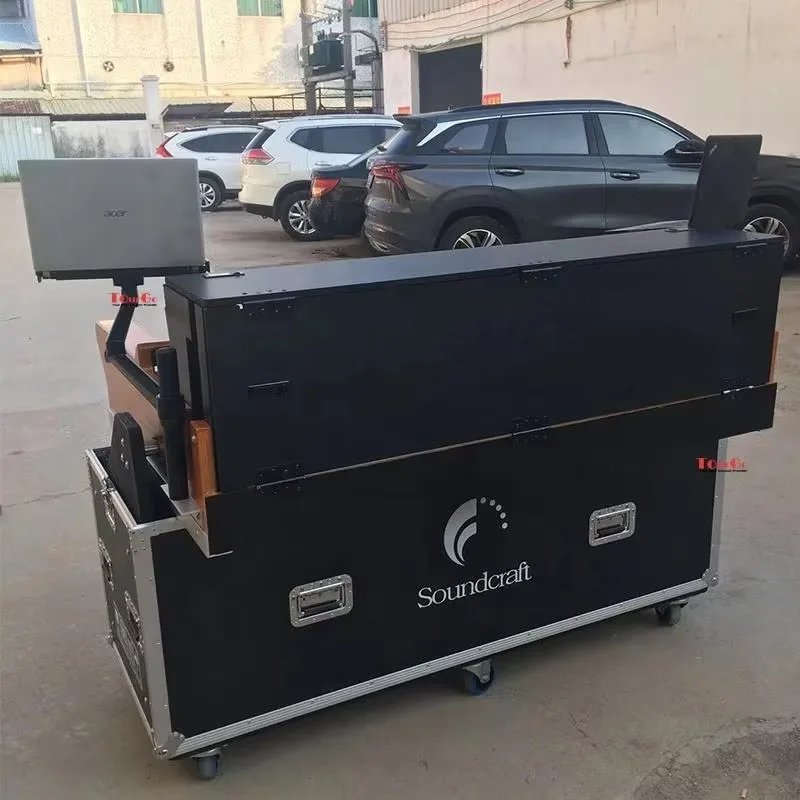 Flight Case Flip Version for Soundcraft V13000 Mixer With 2 Laptop Bracket Holder Arm