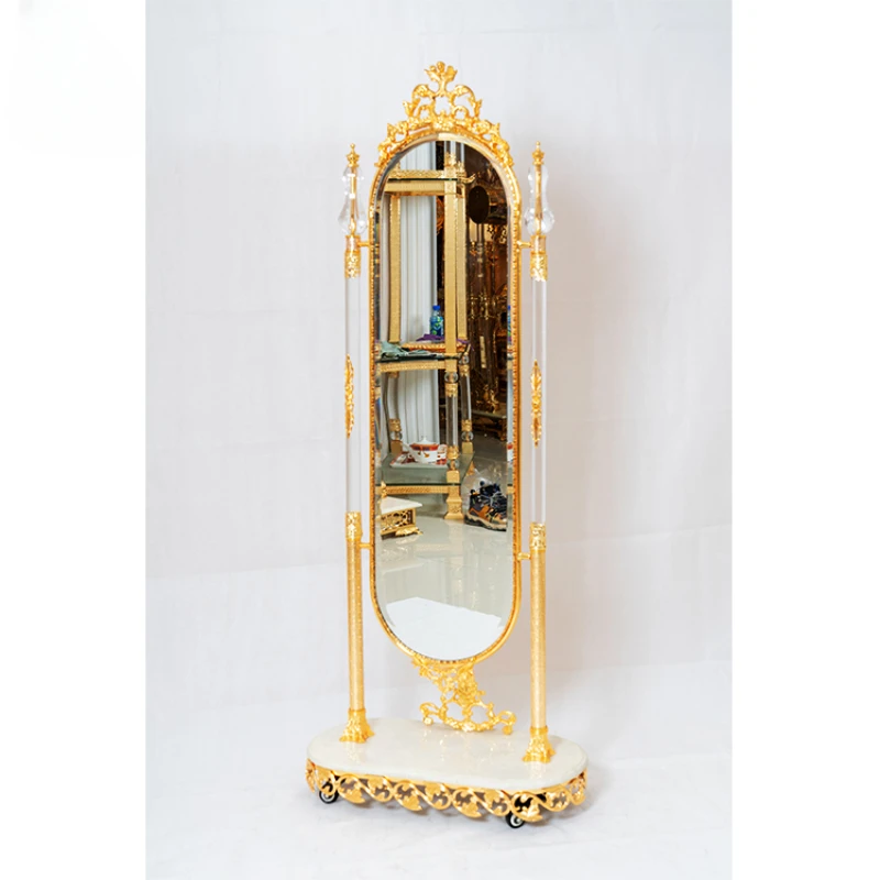 

Factory Custom Design Luxury Gold Vintage Standing Floor Mirror For Home Decor