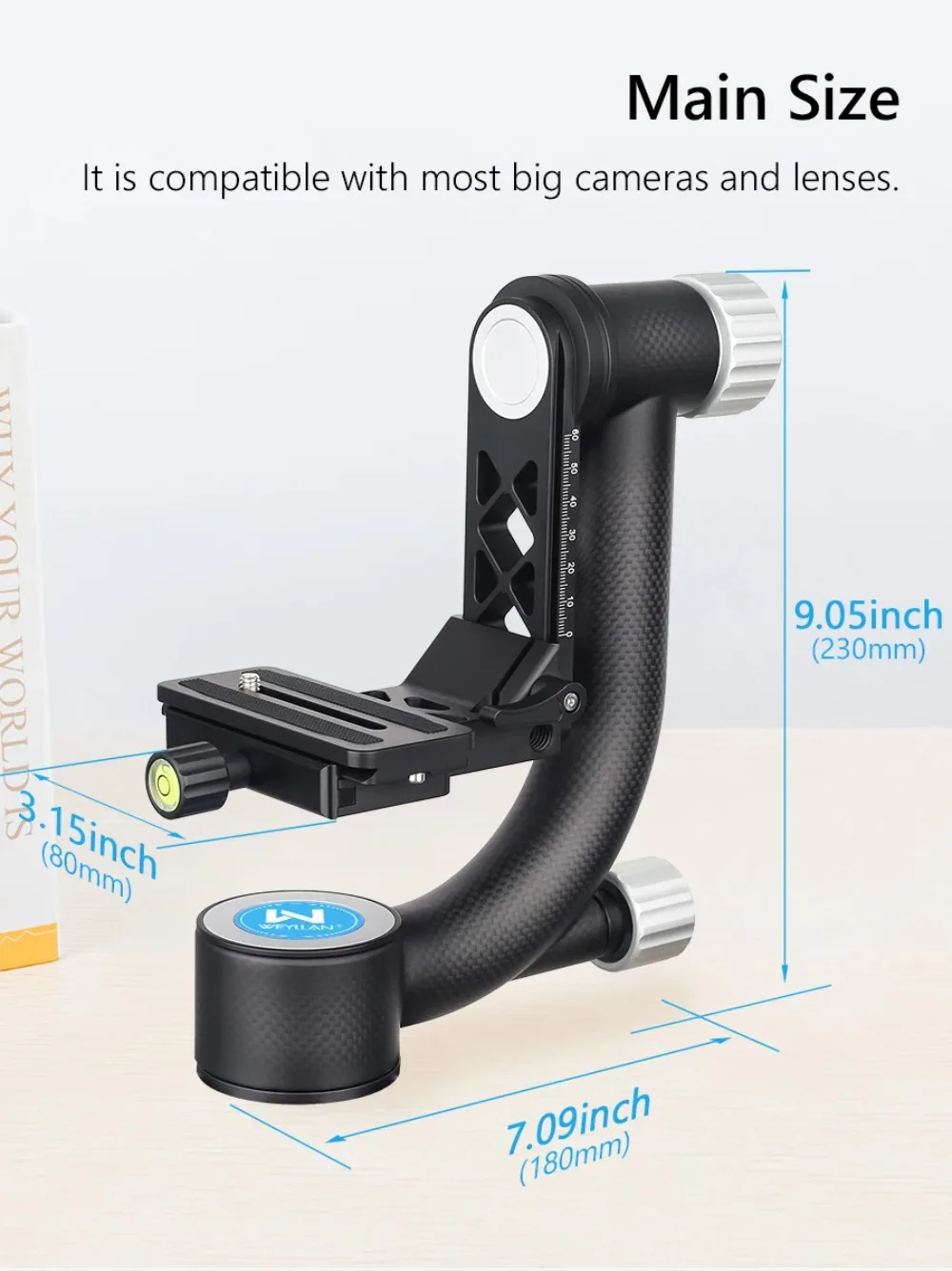 Cabezal de trípode cardán profesional WEYLLAN, teleobjetivo, cabezal de  cardán panorámico 720 para observación de aves, cabezales resistentes de  fibra de carbono - AliExpress