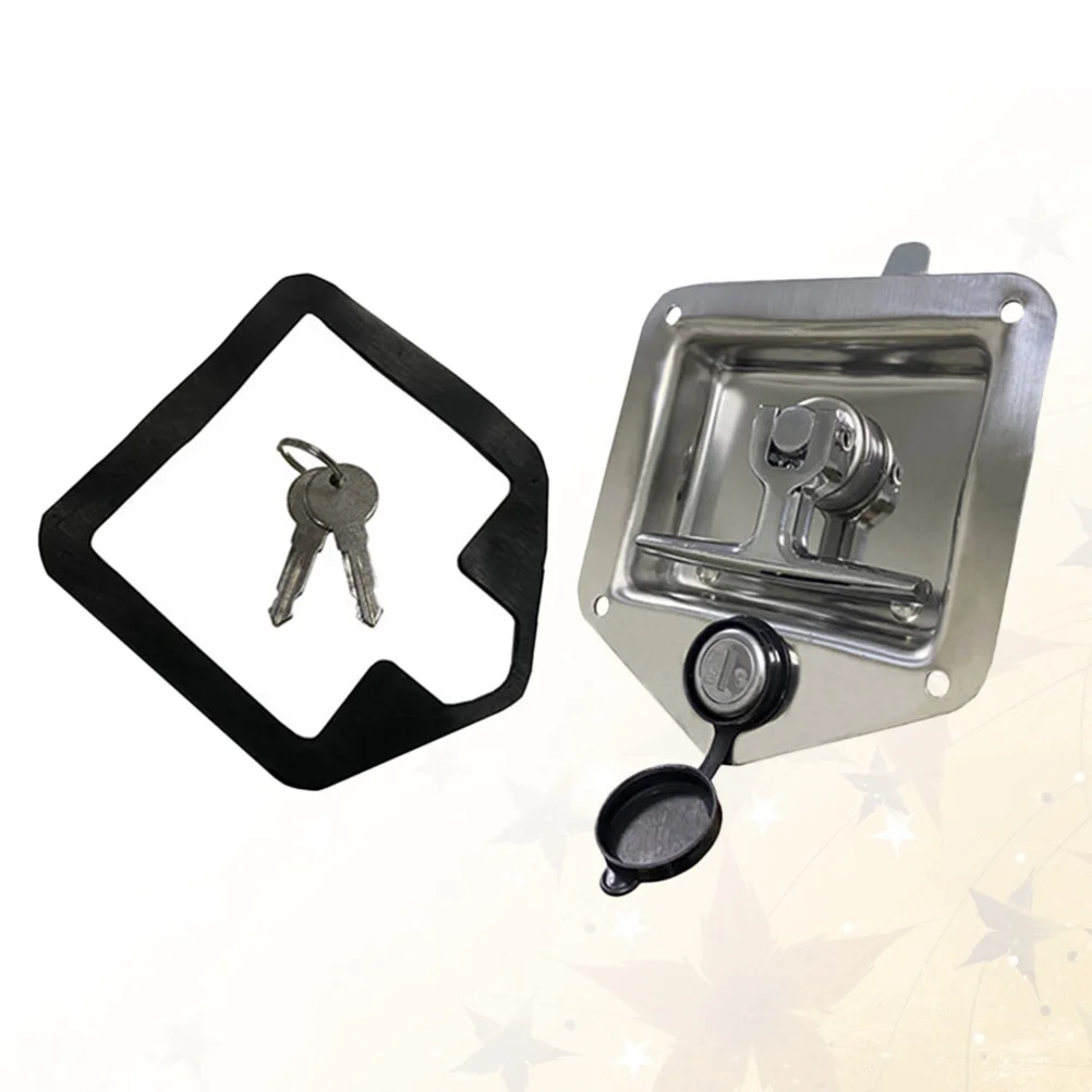 

Rv Lock Stainless Steel T-Shape Foldable Anti-Theft Hook Lock For Trailer Toolbox Heavy Duty Truck Accessories Trailer Locks