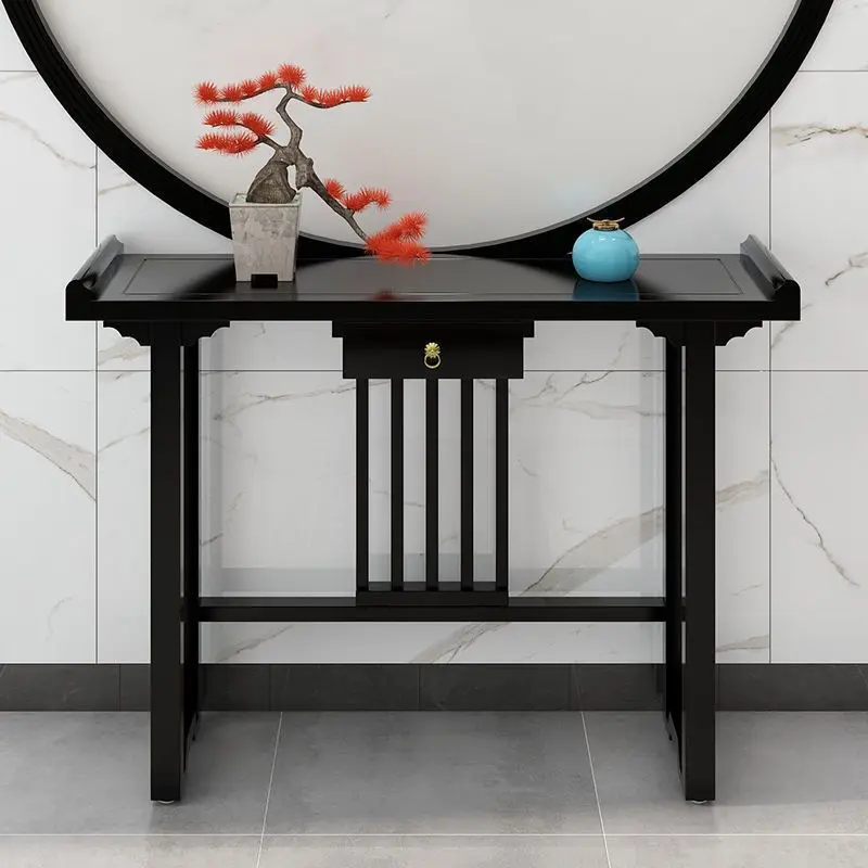New Chinese-style solid wood entrance table against the wall entrance table strip case ornament simple