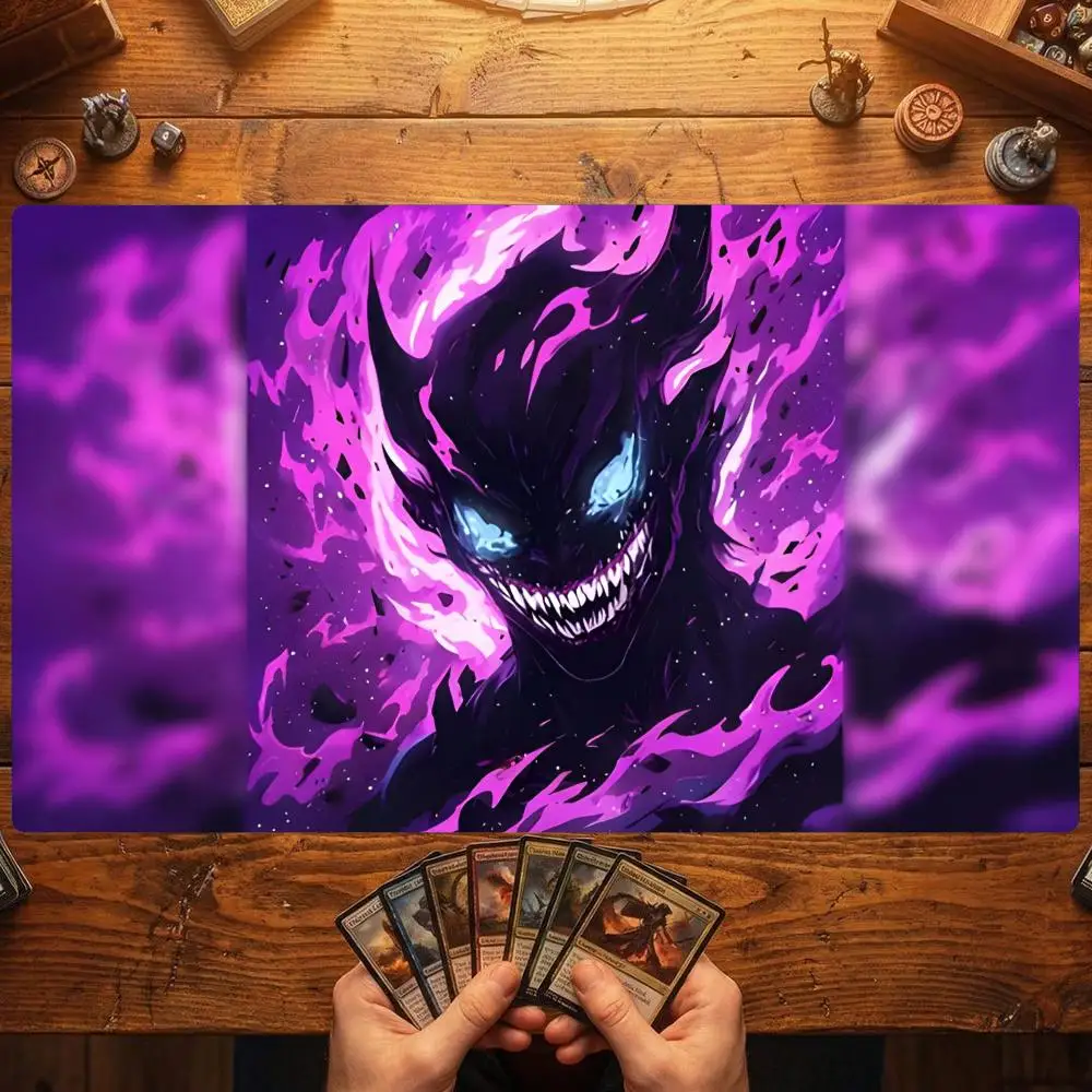 Playmat TCG Playmat Abyss Fanged Demon Mouse Mat Anti-Slip Durable Stitched Edge 35X60CM Desk Mat Magic Card Battle Tapete