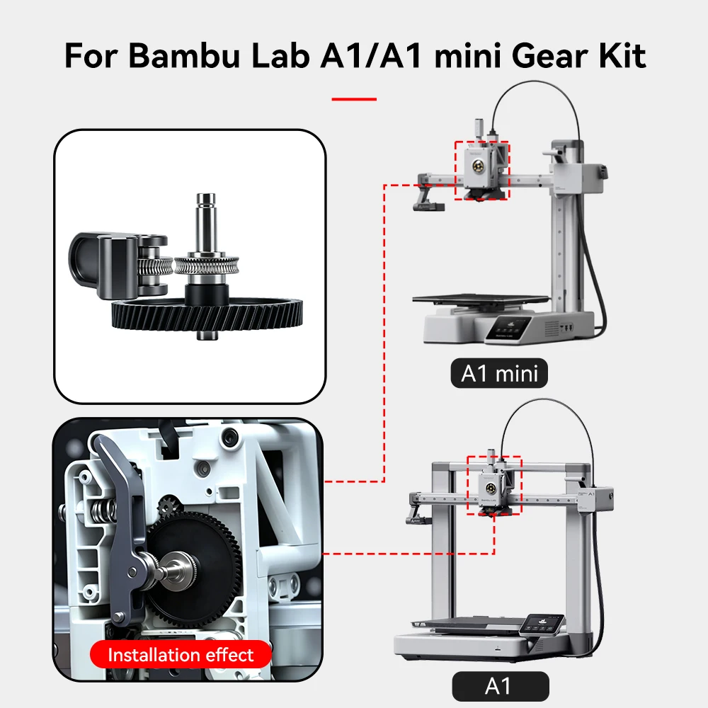

Усовершенствованная шестерня экструдера из закаленной стали для Bambu Lab A1/A1 Mini, комплектующие для 3D-принтера Bambu Lab A1 mini/A1