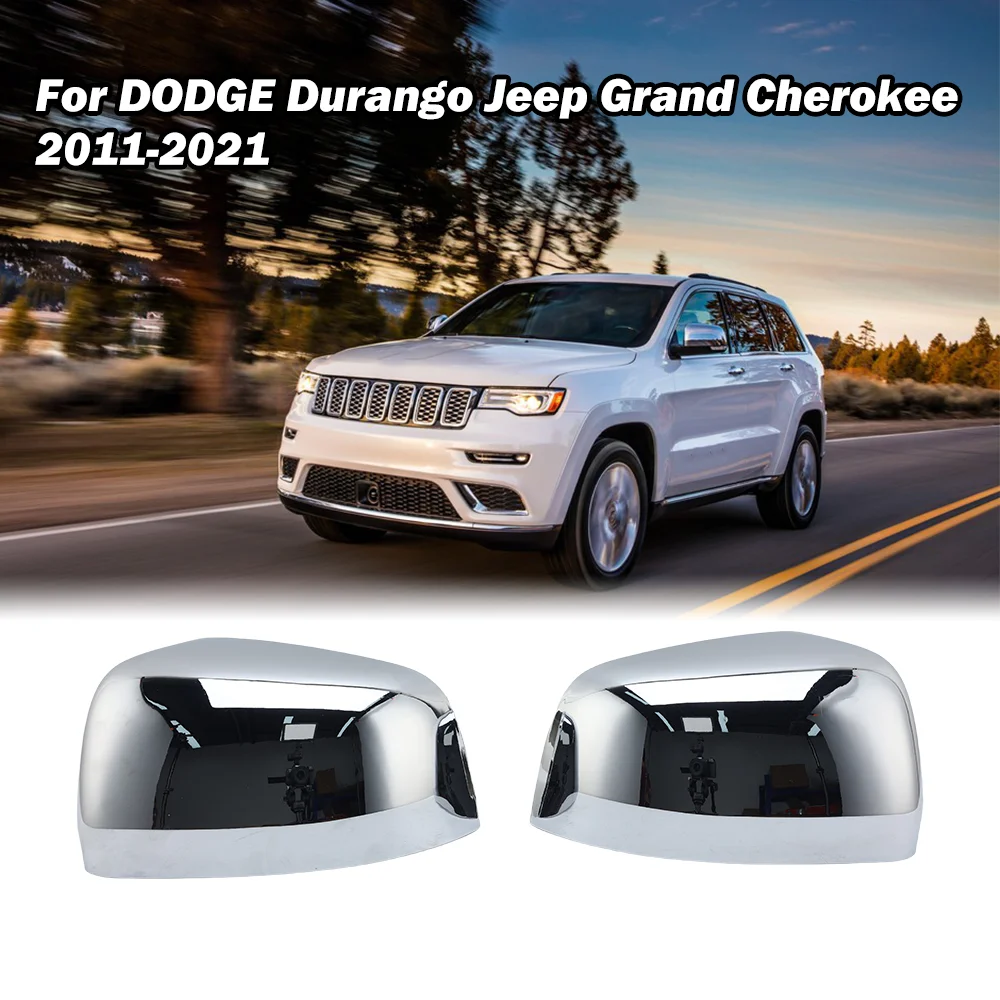 

Rearview Mirror Cover Cap For Dodge Durango For Jeep Grand Cherokee 2011-2022 ABS Chrome With Buckle Side Mirror Accessories