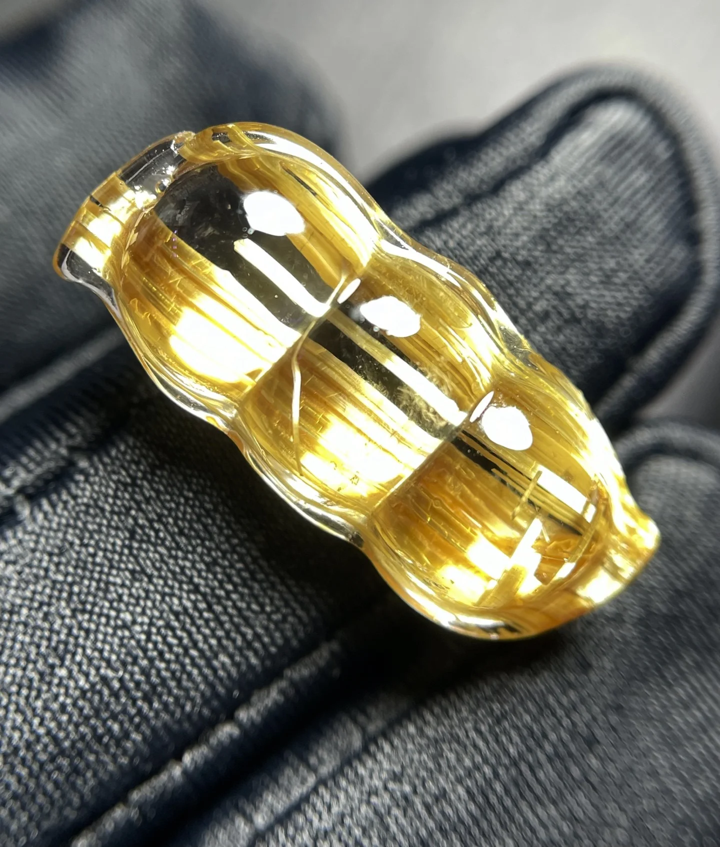 Natural Gold Rutilated Quartz Bean Clear Pendant Lock 24*11*8mm Rutilated Jewelry Men Women Brazil AAAAA