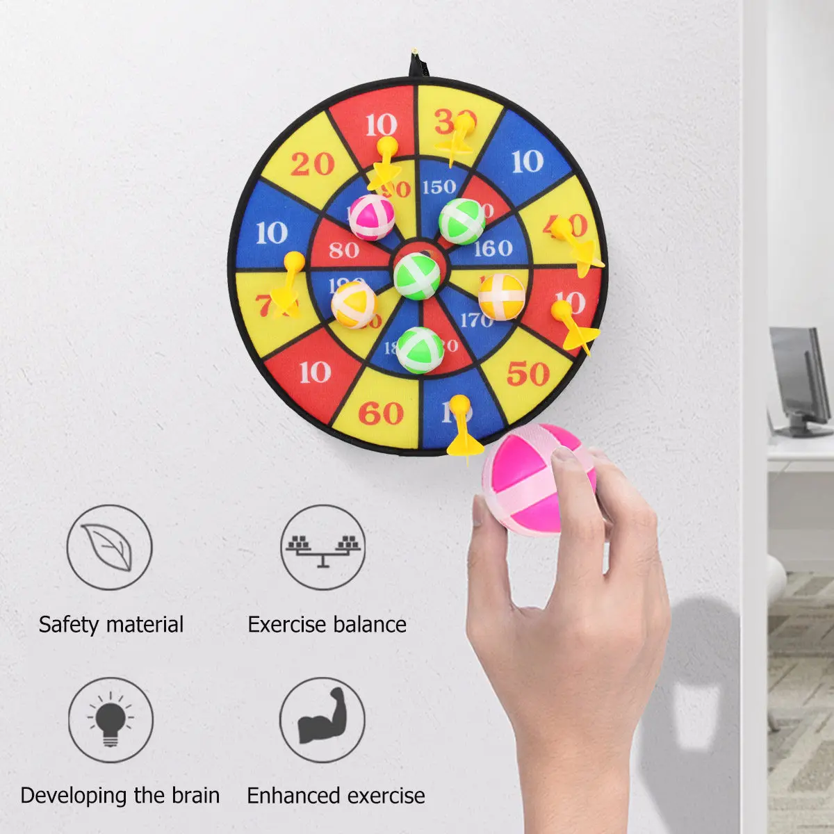 

1Set Double-Sided Dartboard Set with 4 High Density Material Easy Install Portable for Adults Office Home Club Board