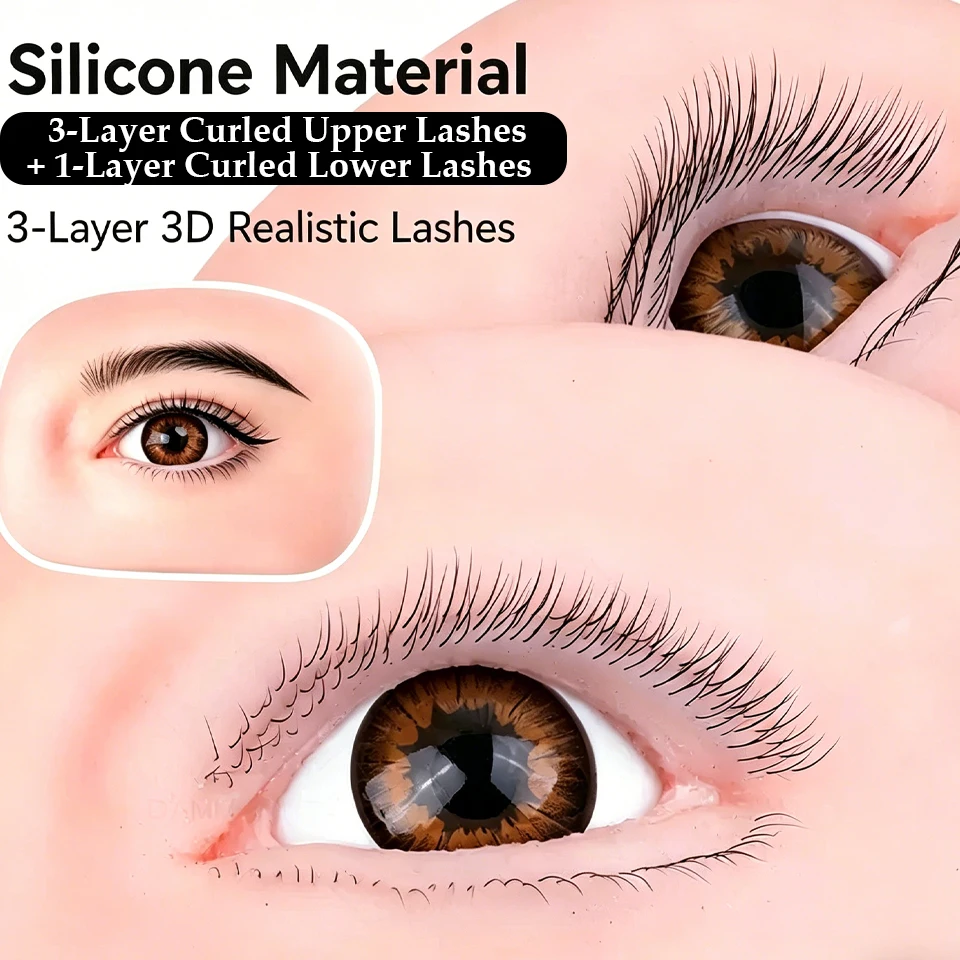 

5D Stereo Eyebrow Silicon Eyelash Practice Module Soft Silicone Realistic Eye Model Special for Lash Tattoo Salon Makeup Tools
