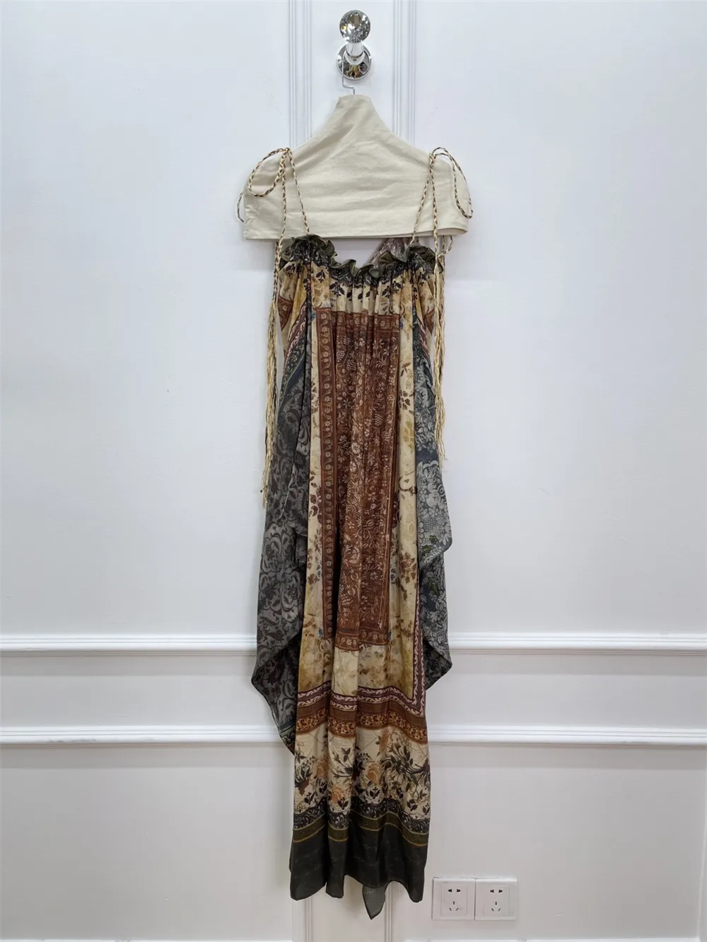

Women Printed Dress Oversized High Swing Artistic Printed Layered Suspender Dress