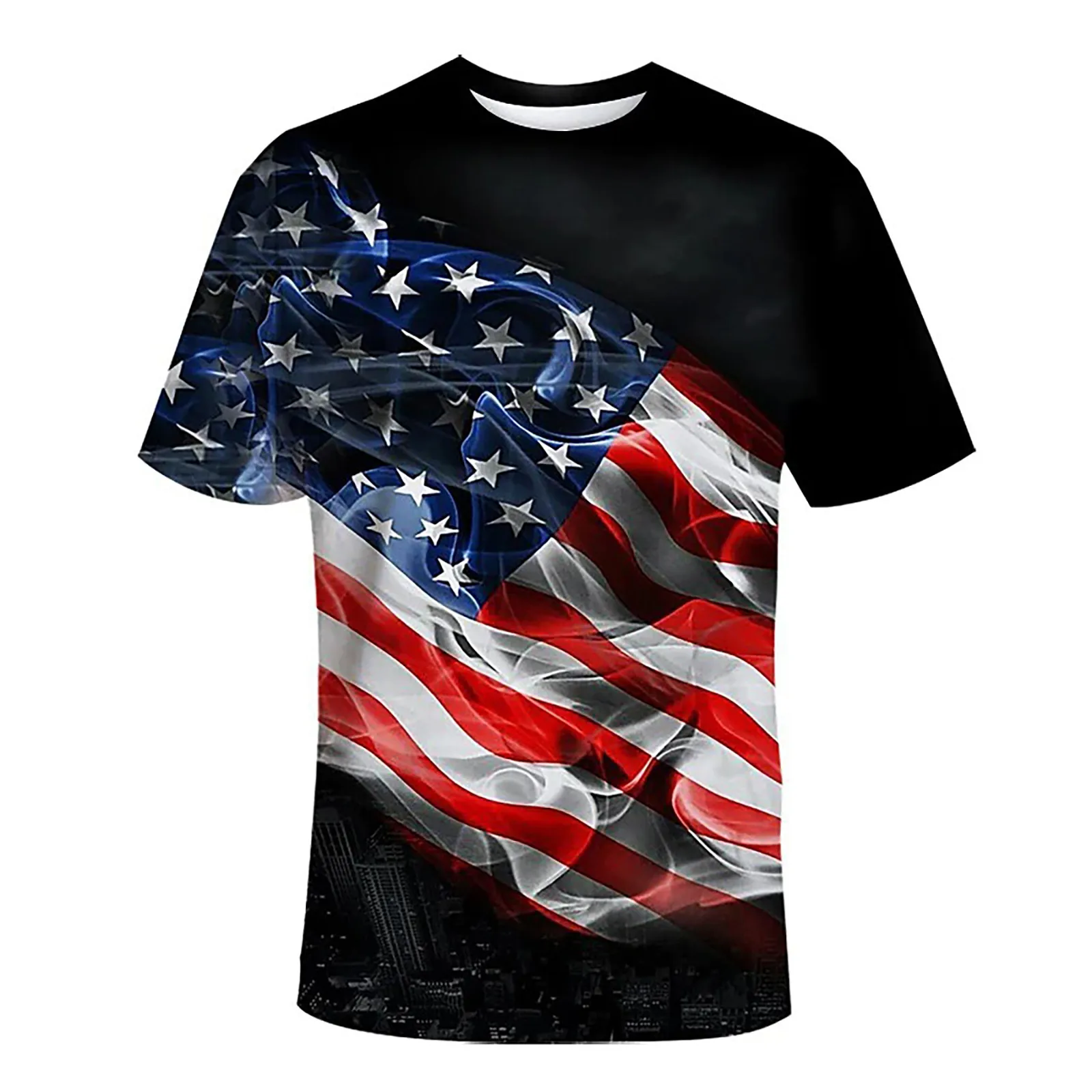 Independence Day Men's T Shirts Vintage American Flag Print T Shirt Patriotic Graphic Tee Tops 4 Of July Fashion Casual Tees