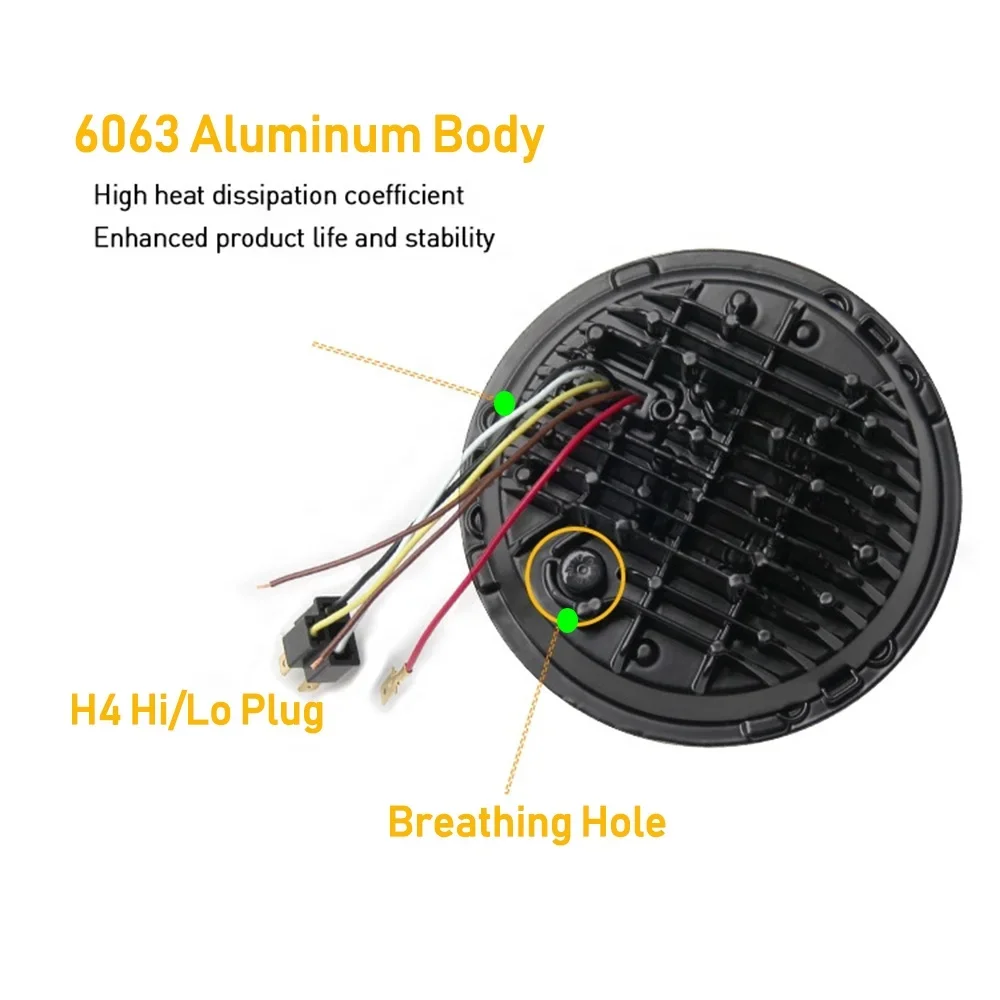 5 3/4 inch LED Projector Headlight with Integrated Turn Signals Pedestal Mount LED Projection Head Lamp