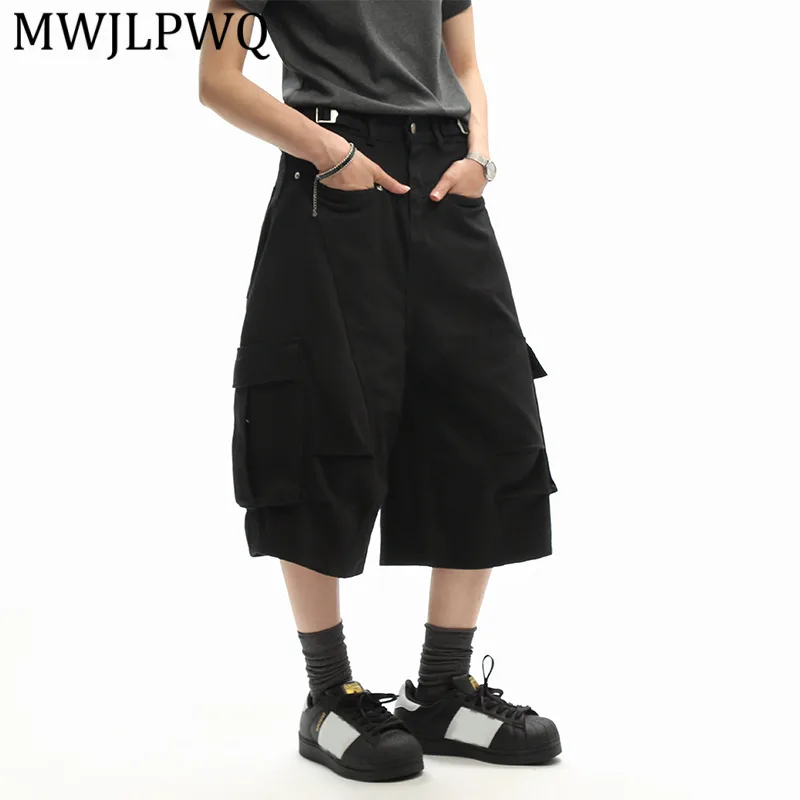

MWJLPWQ American-Style High-End Pleated Pocket Cargo Shorts For Men Summer Design Oversized Casual Wide-Leg Pants Chic 15115