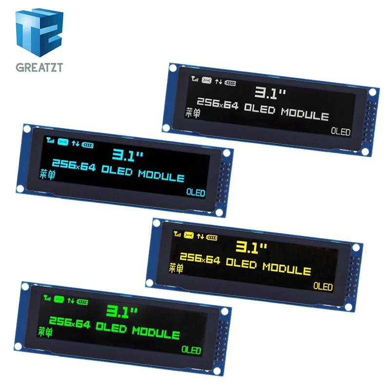 

GREATZT Real OLED Display 3.12" 256*64 25664 Dots Graphic LCD Module Display Screen LCM Screen SSD1322 Controller Support SPI