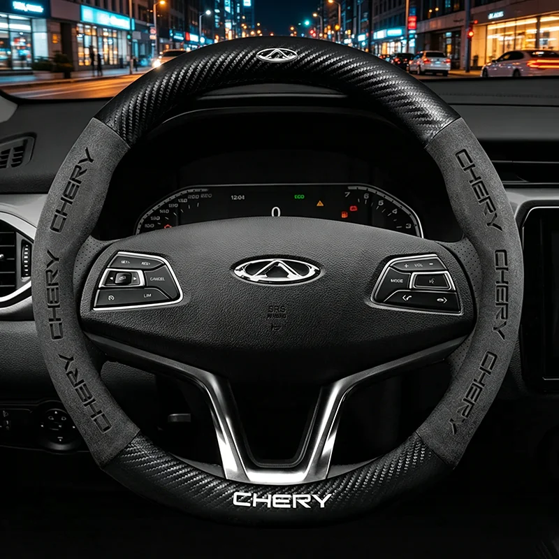 

Buckskin Carbon Fiber Steering Wheel Cover Fit Chery Tiggo 8 7 Pro Arrizo 5 Pro GX 5X eQ7 Car Accessories