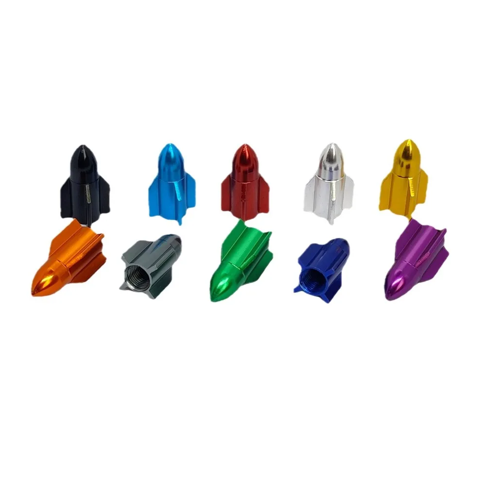 

Aluminum Alloy Car Tire Valve Cap Dustproof Multicolor Motorcycles Air Dust Cap Universal Rocket Shape