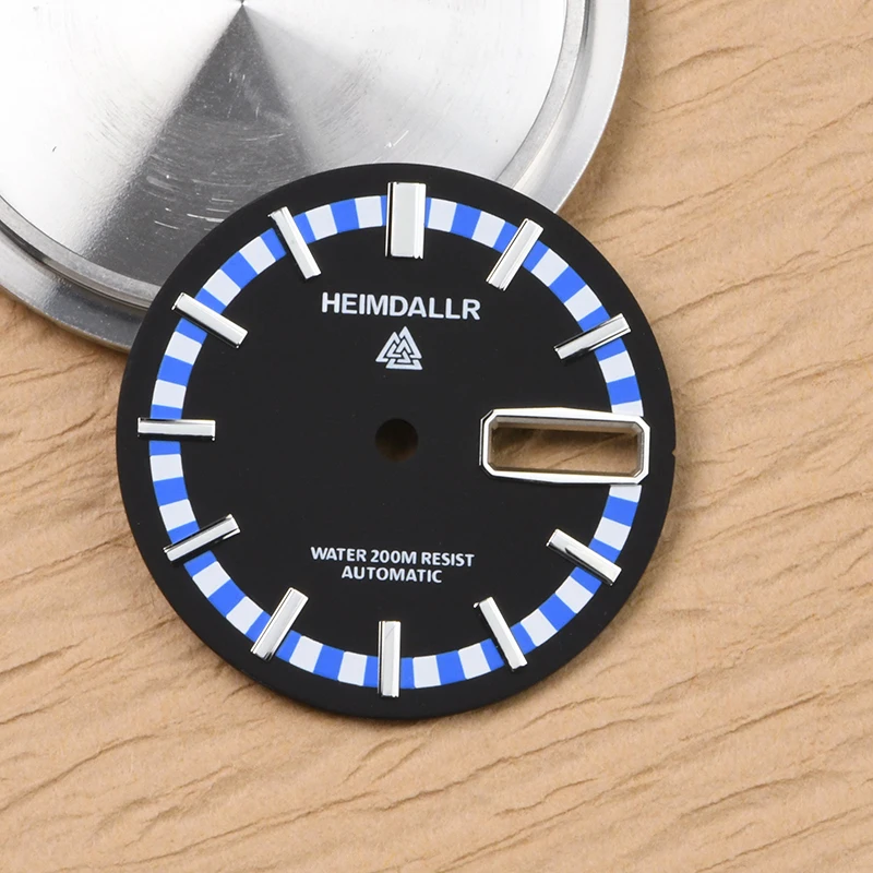 HEIMDALLR SKX007009 3.8 الساعة الاتصال الهاتفي 28.5 مللي متر سوبر مضيئة ل NH36A ساعة يد تعمل بالحركة بطلب صالح Seiko mod أجزاء ساعة الغوص