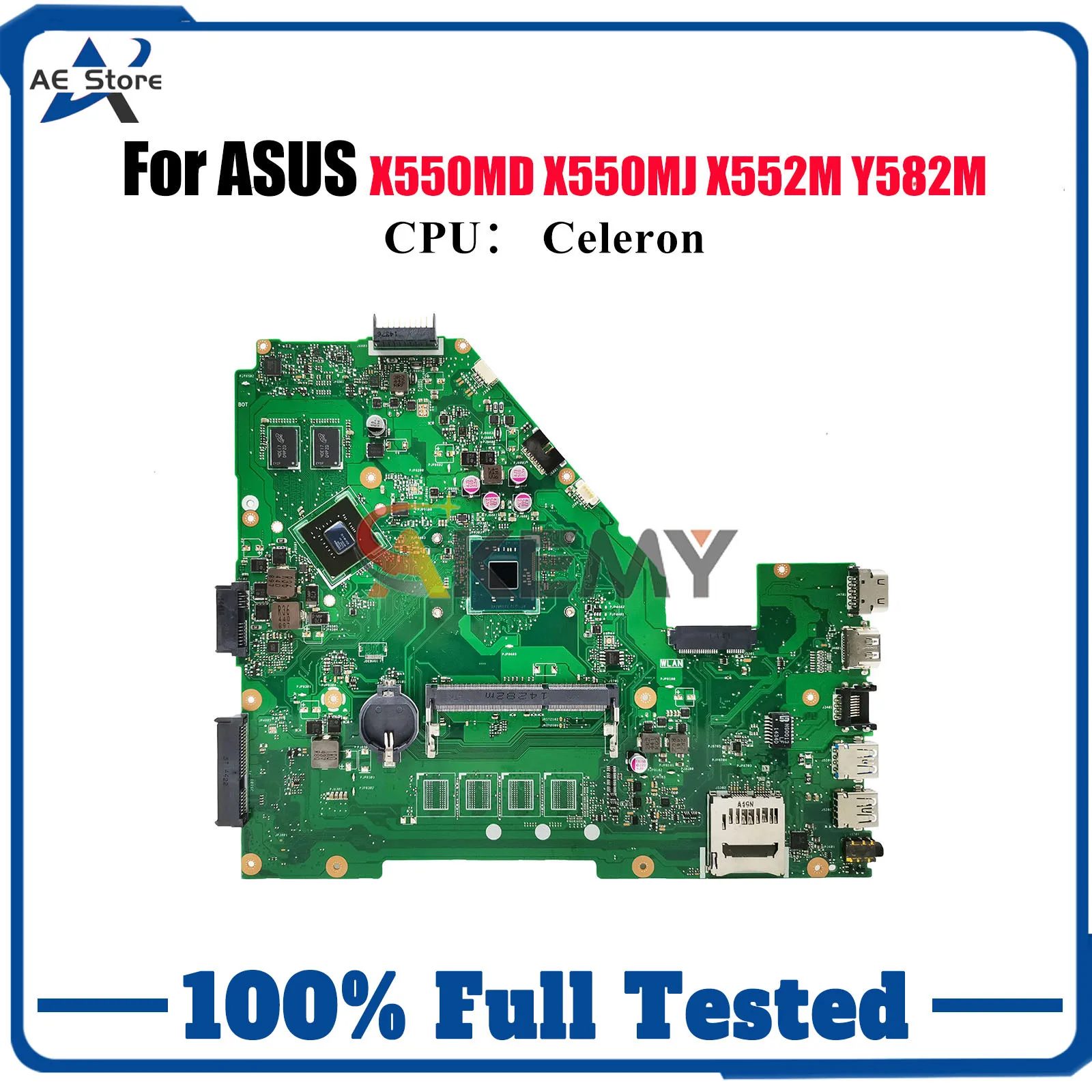 

X550MJ Laptop Motherboard For ASUS VivoBook X550MD X550M X550MJ X552M Y582M Mainboard With Celeron CPU 100% tests OK fast ship