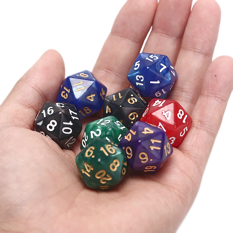 Dados D20 perlados duraderos, dados acrílicos de 20 caras para juego de mesa, 1 unidad