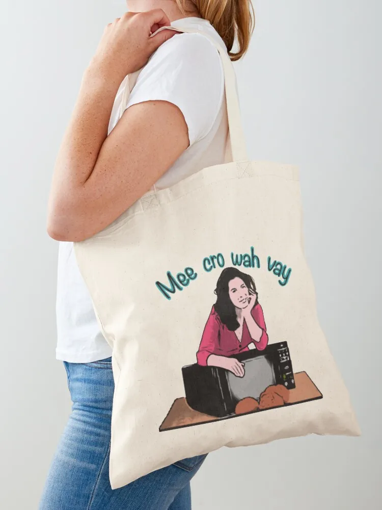 Nigella Lawson Mee - cro- wah - vay Cook Eat Repeat Tote Bag shopping bags foldable Women's shopper bag Canvas Tote Bag