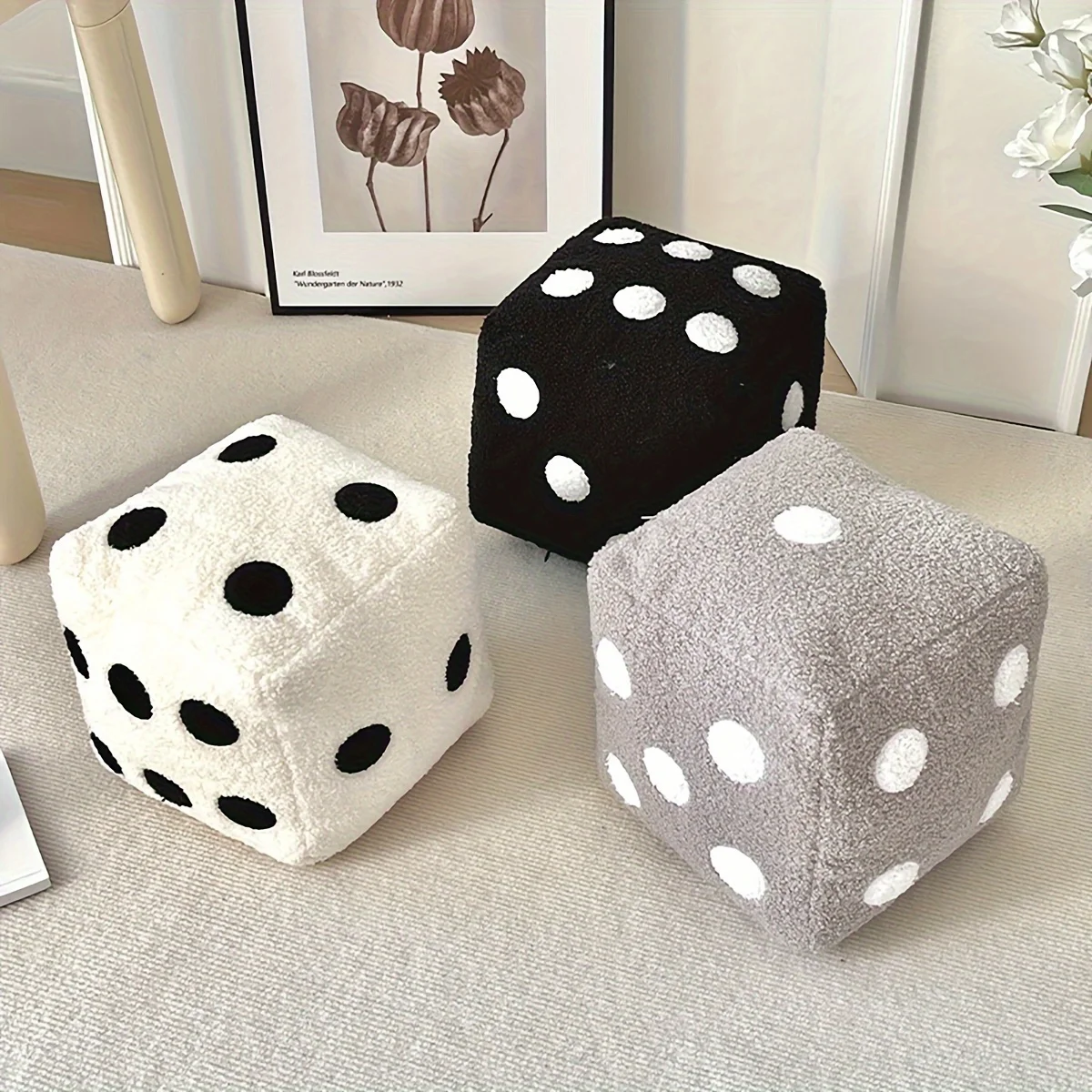

Creative Minimalist Home Pillows Fun Simulation Dice Plush Toys Sofa Cushions Mats Floor Mats Soft Decorative Dice Throw Pillow