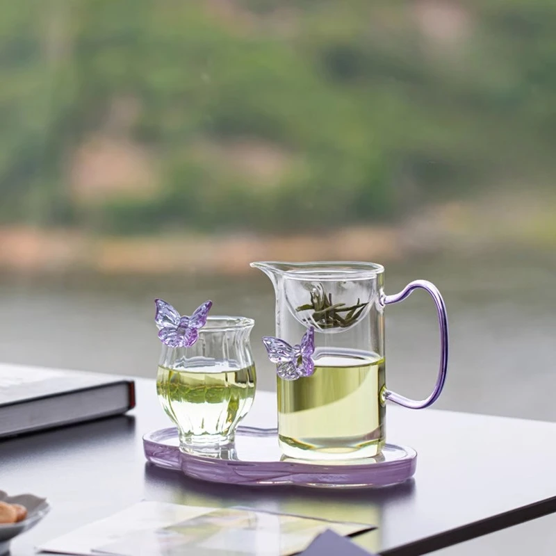 Elegant Glass Teapot Borosilicate Blooming Tea Kettle Women's Transparent Tea Infuser Japanese Tea Room Serving Teaware Sets
