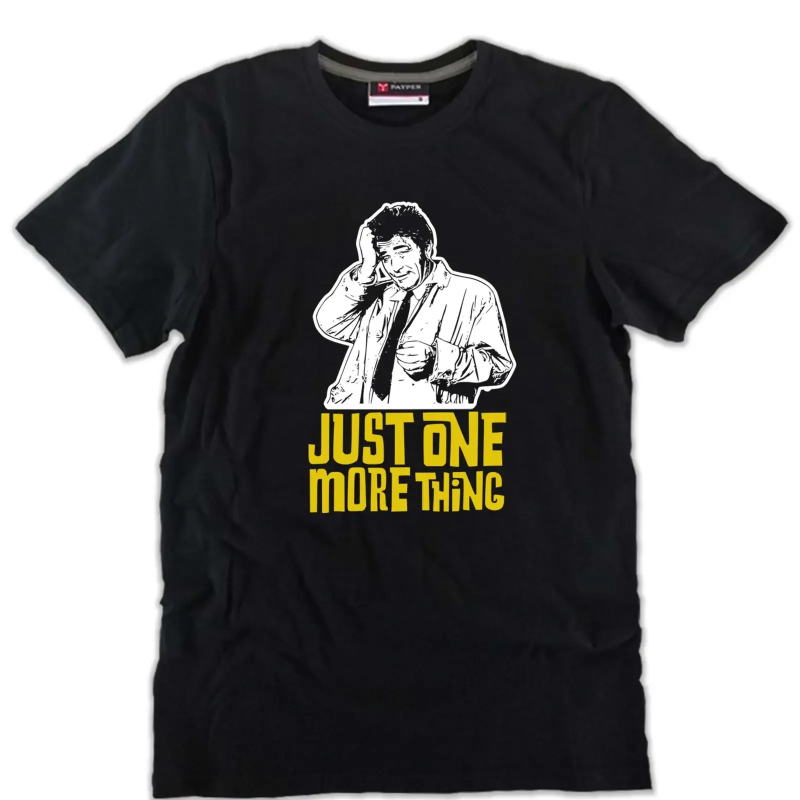 Columbo Peter Falk Lieutenant Just One More Thing  Black T Shirt vintage Washed Breathable Versatile designer clothes Unisex