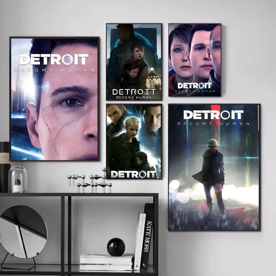 D-detroit B-become H-humanS المشارك ذاتية اللصق الفن ورق مقاوم للماء ملصق مقهى بار غرفة جدار ديكور