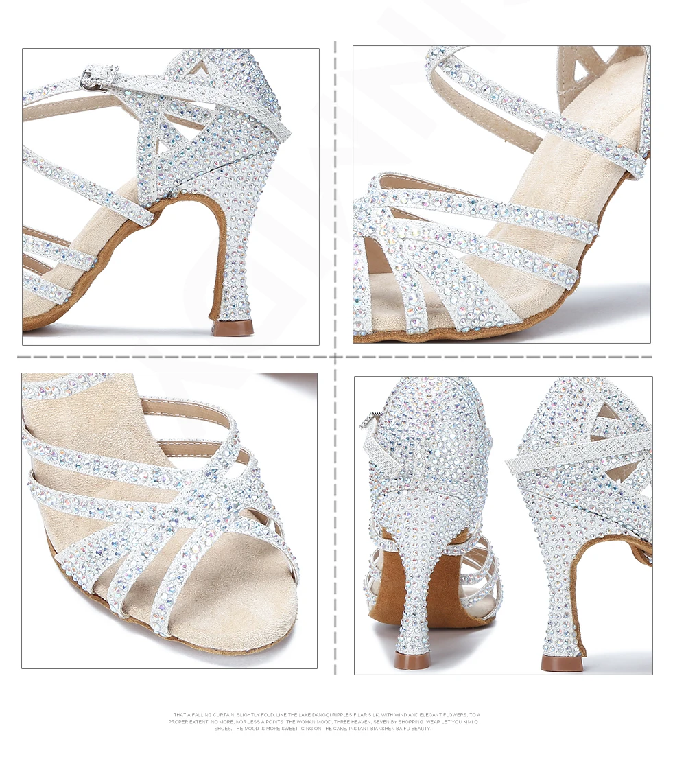 CINMIDY Satin Glitzer Tanzschuhe Damen Strass Latein Tanzschuhe Ballsaal Tanzschuhe High Heels Party Schuhe Damen Hochzeitsschuhe – Detail 19