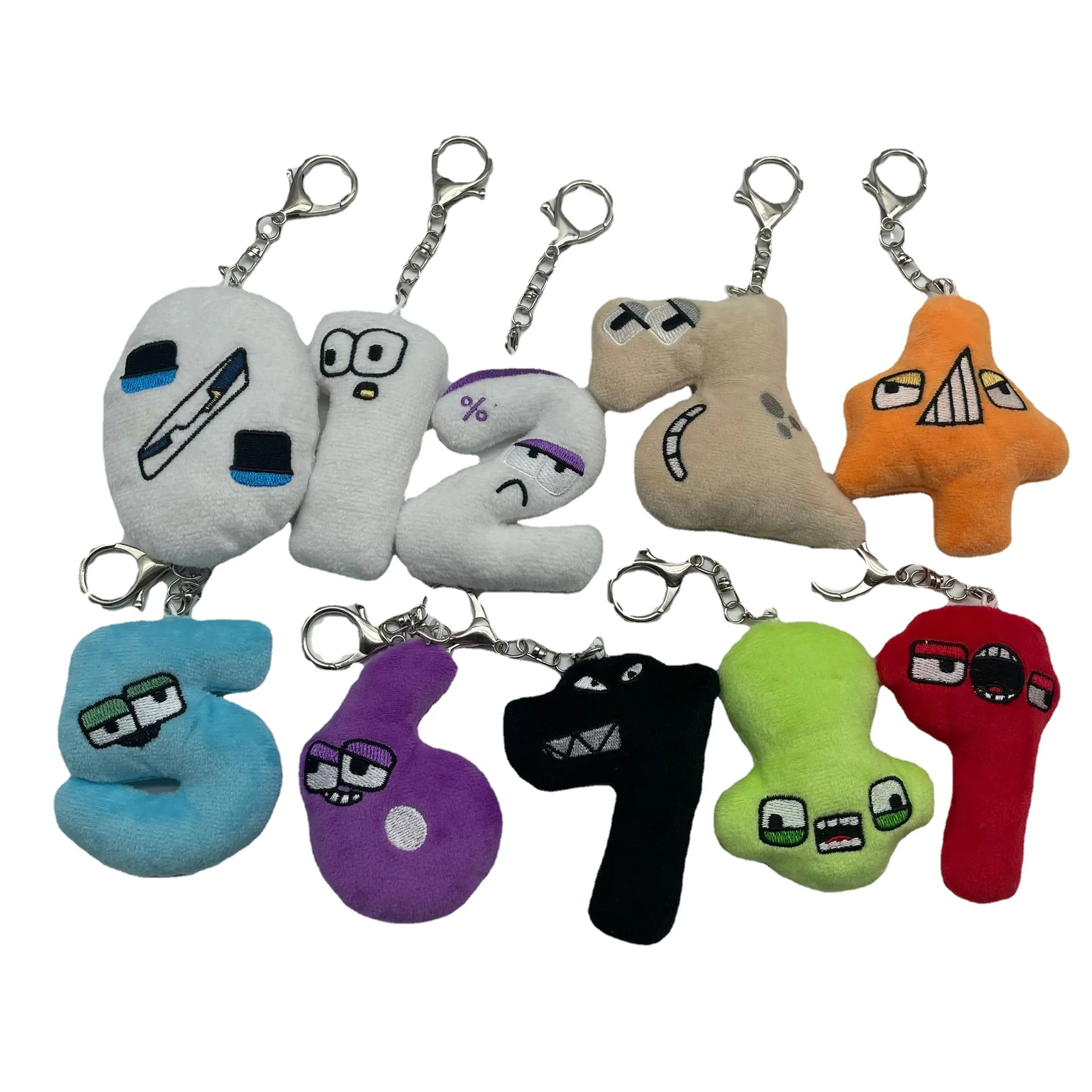 0-9 Number Lore Keychain Plush Toy Cute Alphabet Numbers Figure Pendant Bag Charm Cosplay Prop Key Ring Toy