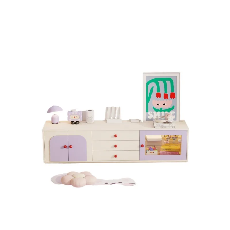 

Cream wind TV storage locker integrated French floor multi functional living room home cabinet