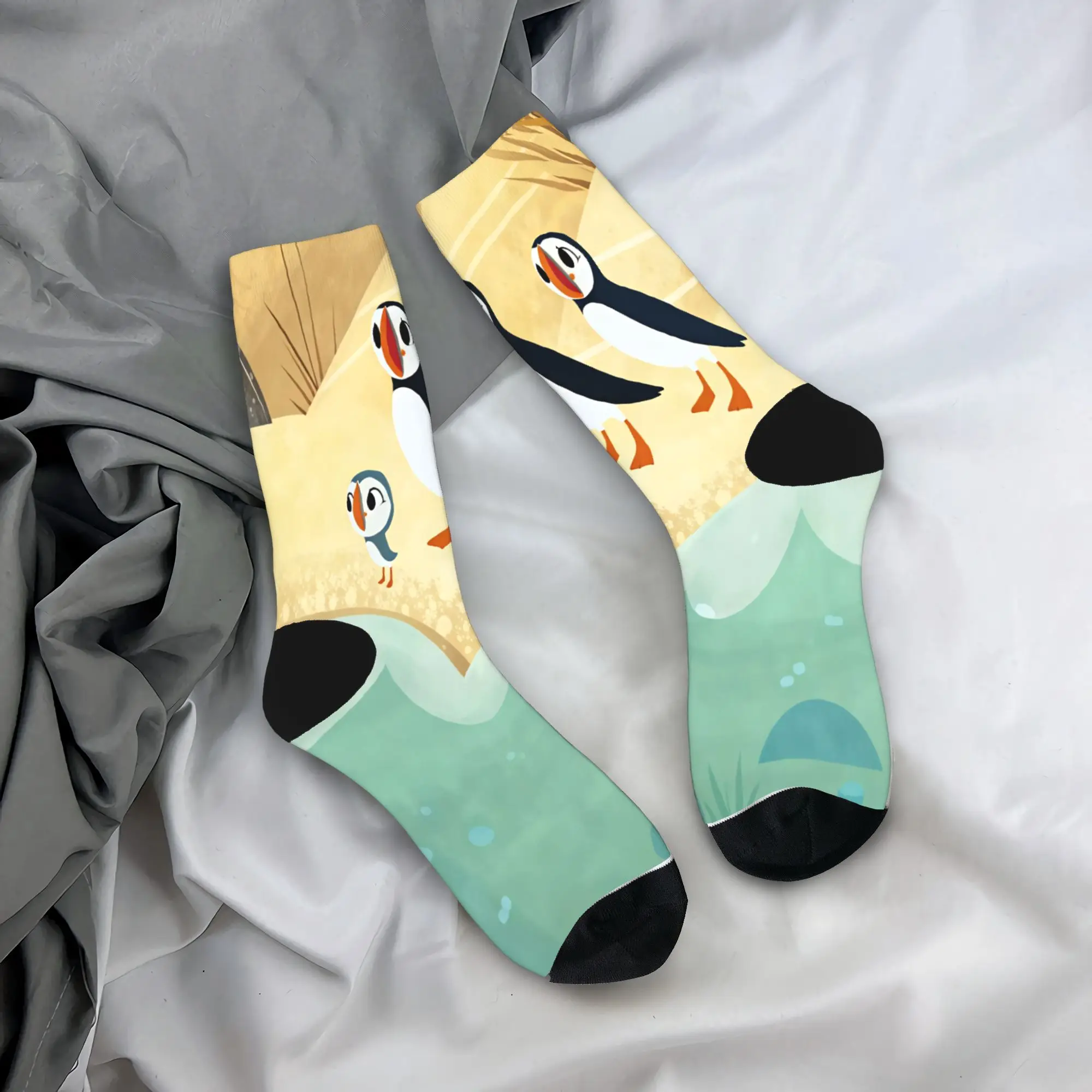 Unisex Men Socks Puffin Rock And New Friends  Stockings Anti-Slip Comfortable Socks Spring Gothic Graphic Running Sports Socks