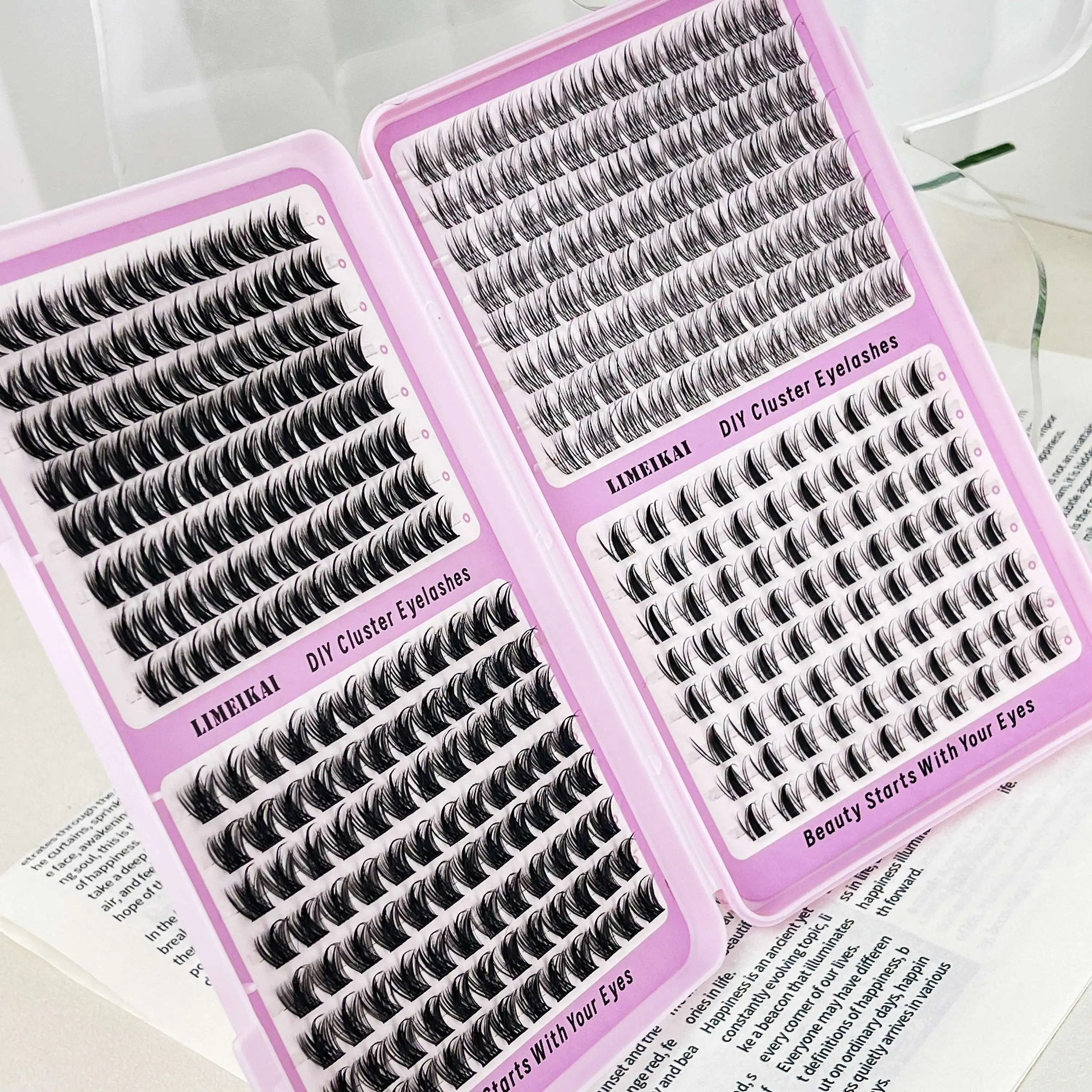 400 Stück C-Curl 3D Faux Mink Wimpernbuch, Flauschige Weiche Kurze Einzelwimpern, Große Kapazität für DIY-Wimpernverlängerungen – Detail 3