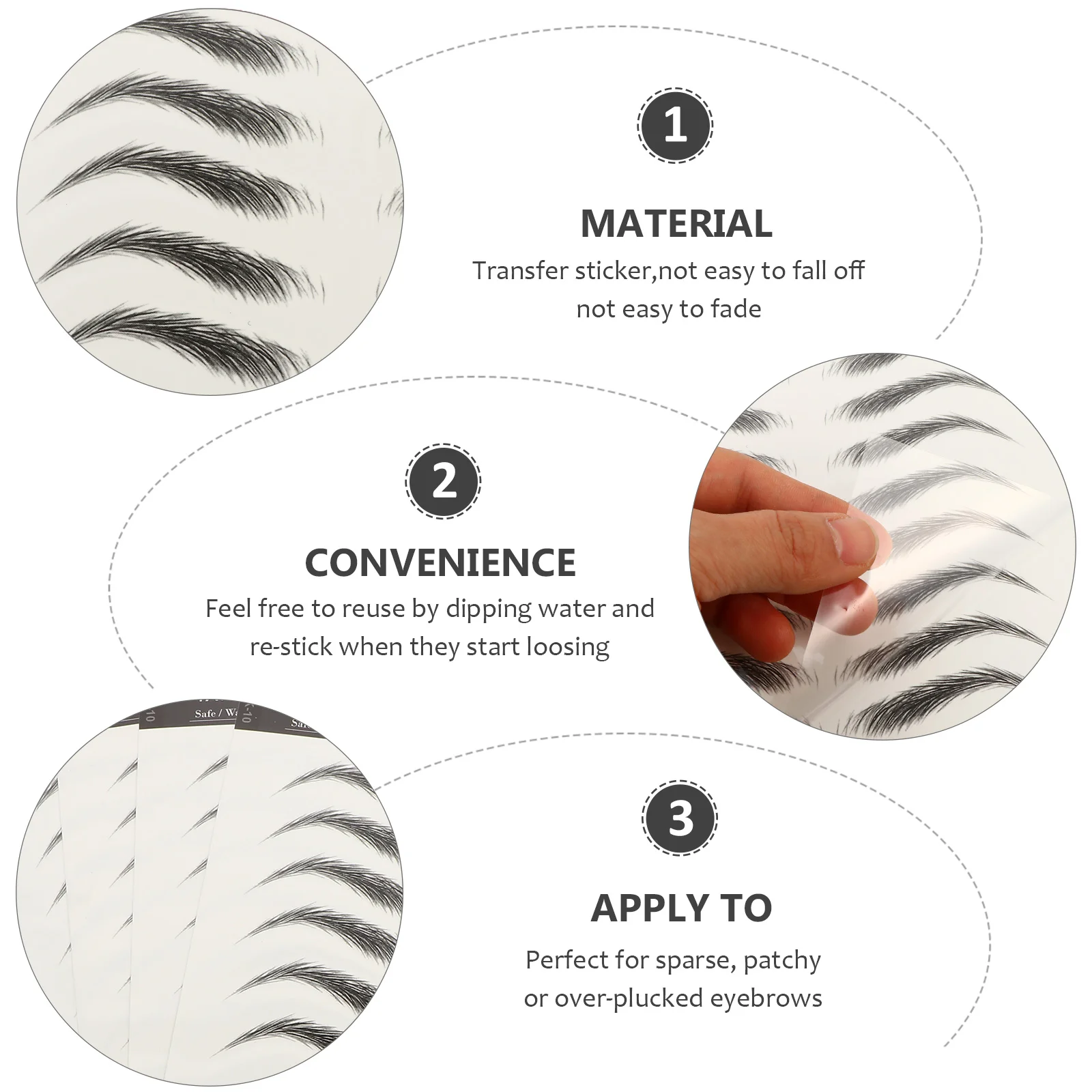 Autocollants imperméables pour sourcils, 4 feuilles, faux sourcils, cosmétiques, tatouages temporaires, transfert d'imitation