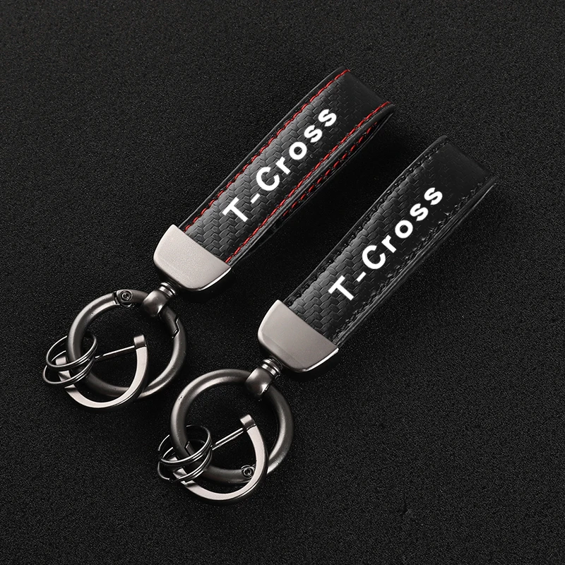 Leather car keychain Horseshoe Buckle Jewelry for T-CROSS tcross T CROSS car with logo Accessories