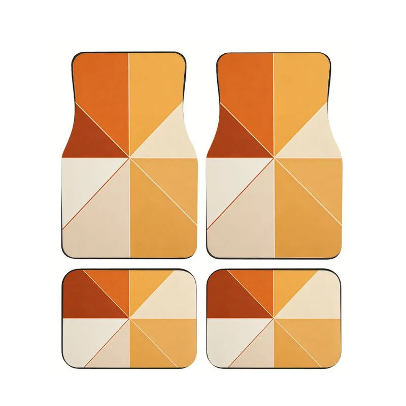 

Geometric Orange Beige Car Floor Mats Universal 4Pcs Non-slip Foot Pads for SUV Sedan Truck