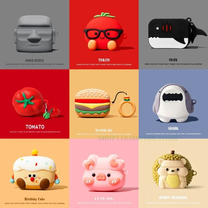 

For Xiaomi Redmi Buds 8 Pro 6 Lite 3D Cute Cartoon Soft Silicone Pink Pig Tomato Earphone Case Protective Cover Charging Funda